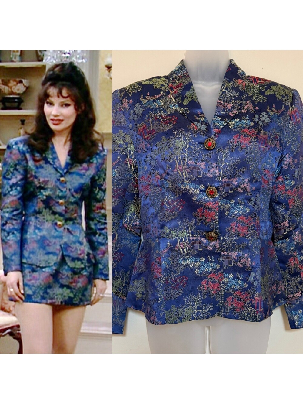 Extremely Rare Oriental Print Cache Blazer ASO Fran Fine “The Nanny” Size 10